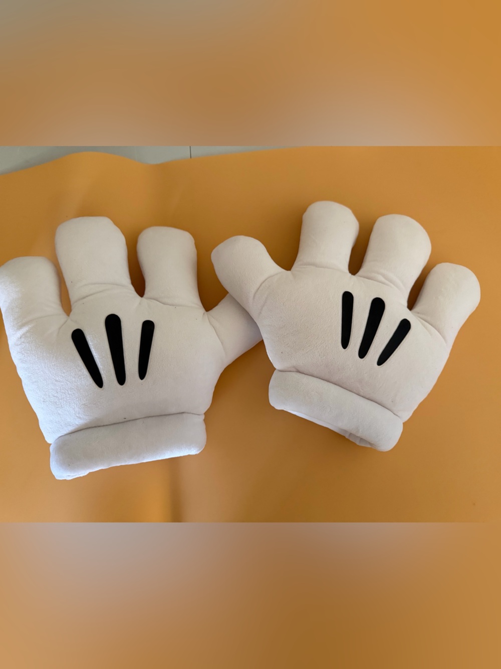 Disney White Plush Mickey Glove Hand Mitts with Black Accents